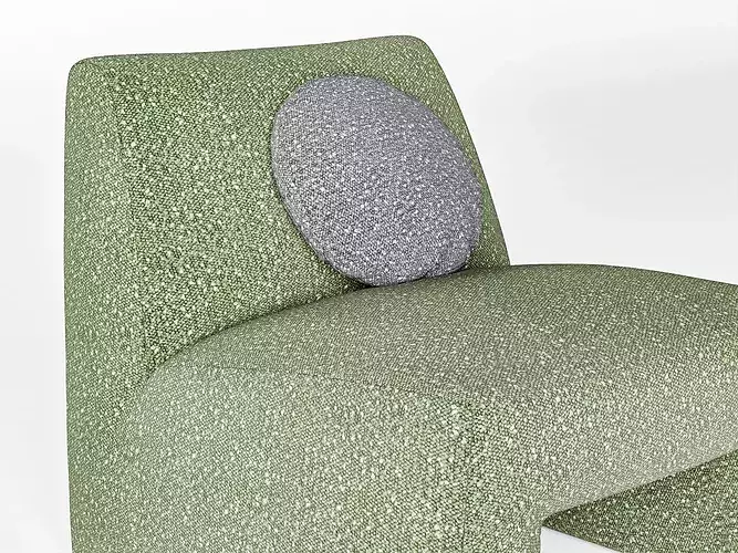 Modern Green Boucle Armchair with Pillow Low-poly 3D model 4