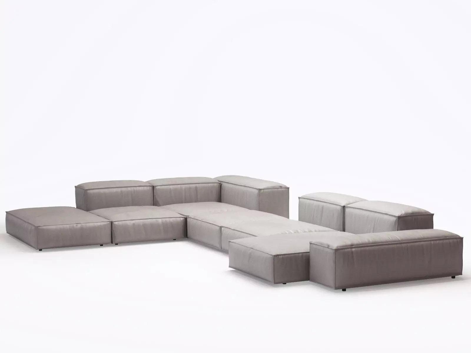 Extrasoft F leather sectional sofa 3D model_3