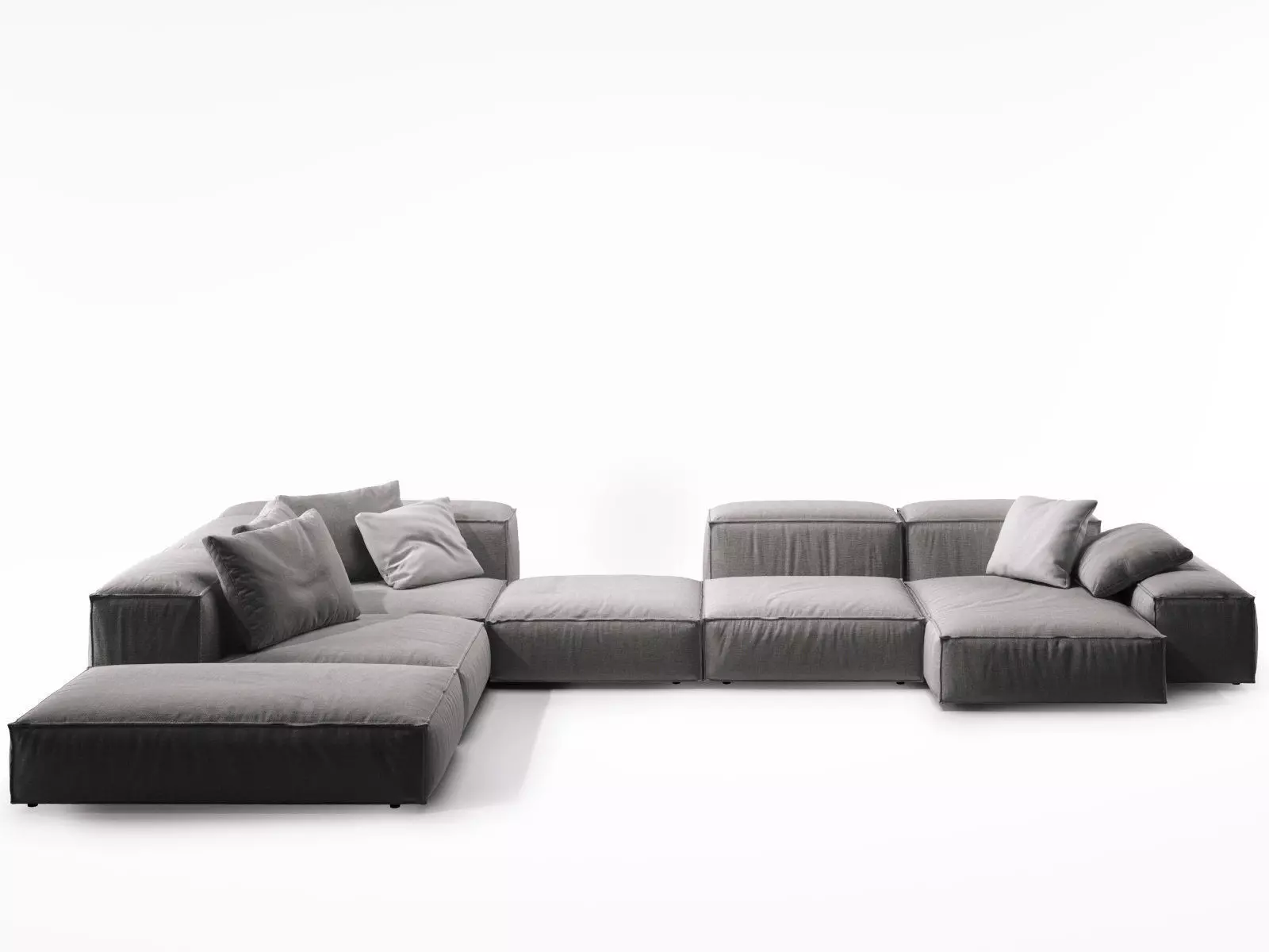 Extrasoft F leather sectional sofa 3D model_0