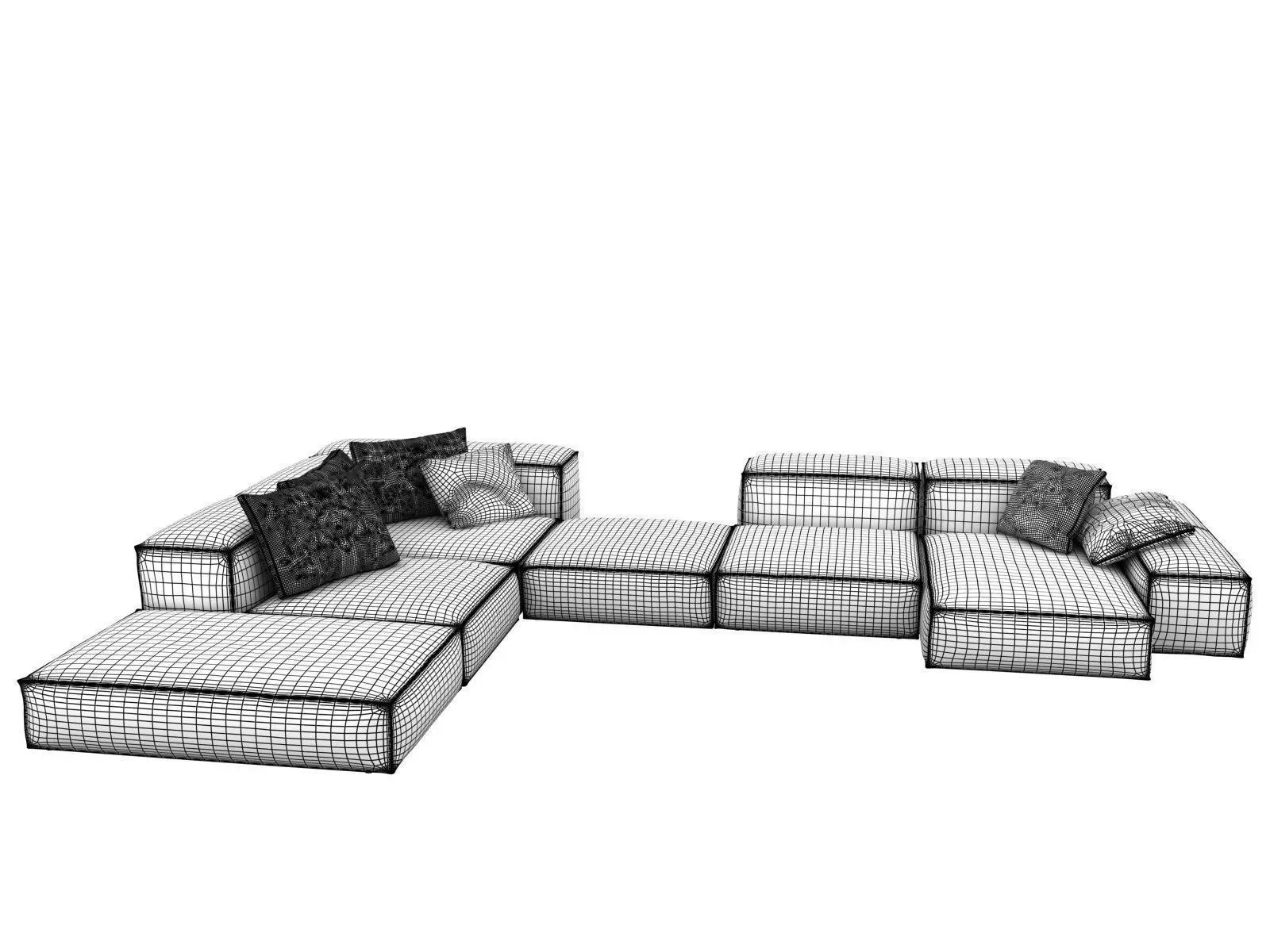 Extrasoft F leather sectional sofa 3D model_5