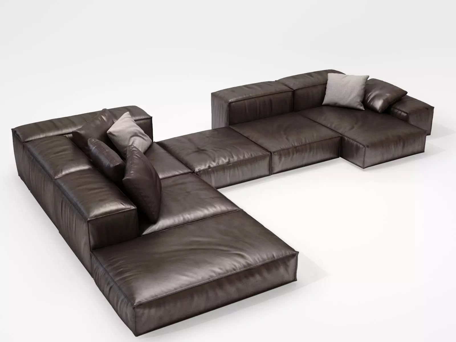 Extrasoft F leather sectional sofa 3D model_2