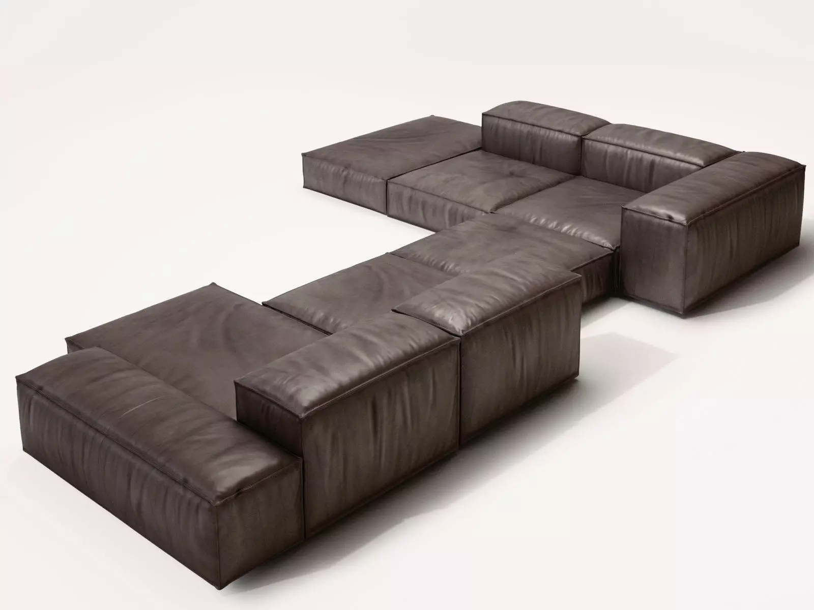Extrasoft F leather sectional sofa 3D model_4