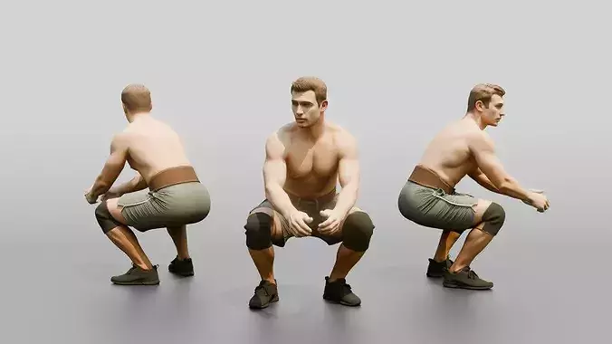 Man Squatting with Chalk and Belt