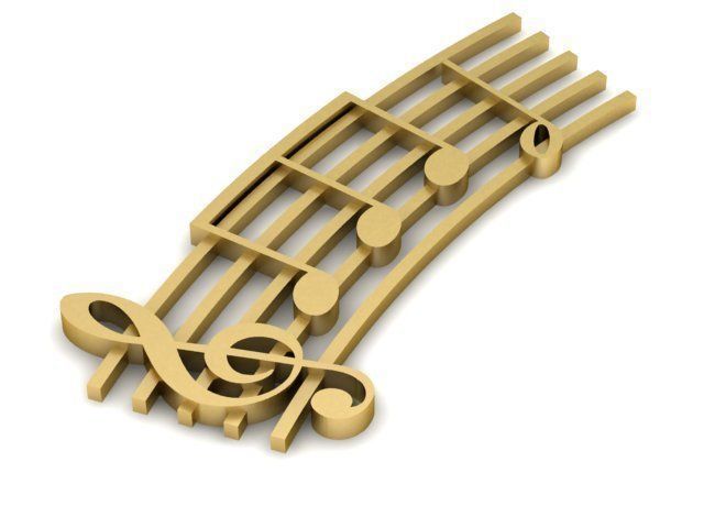 Pendant gold music treble clef brooch 3D print model