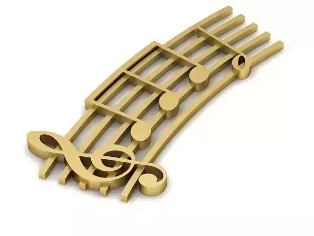 Pendant gold music treble clef brooch