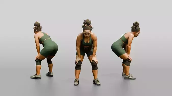 Woman Catching Breath After Lift