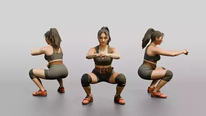 Woman in Squat with Knee Sleeves