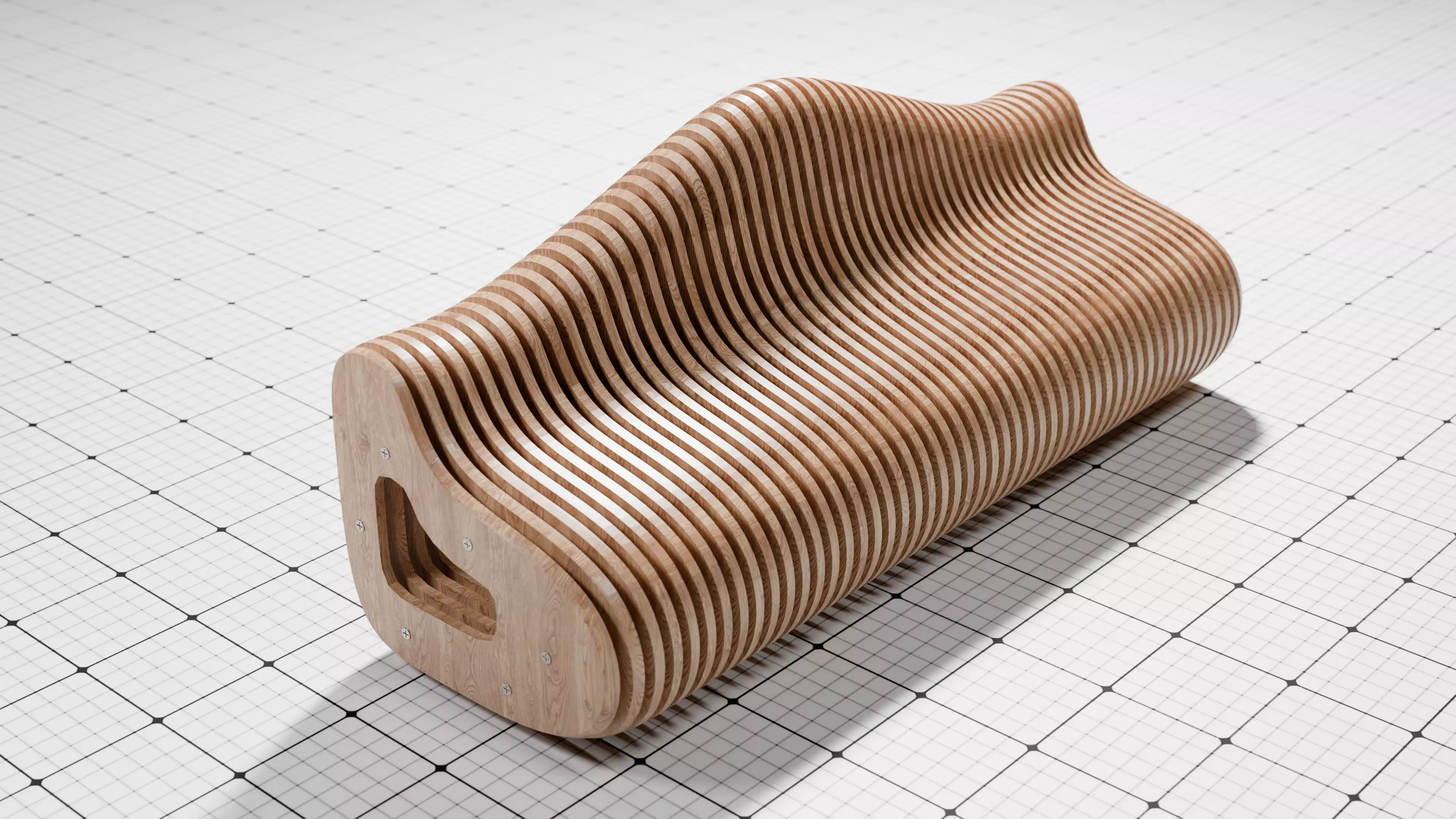 Parametric Wooden Bench 3D Model Modern CNC Furniture 3D model