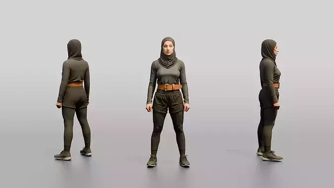 Woman in Sports Hijab and Belt