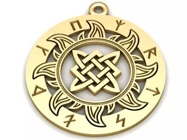 Pendant celtic sun in gold 3D print model
