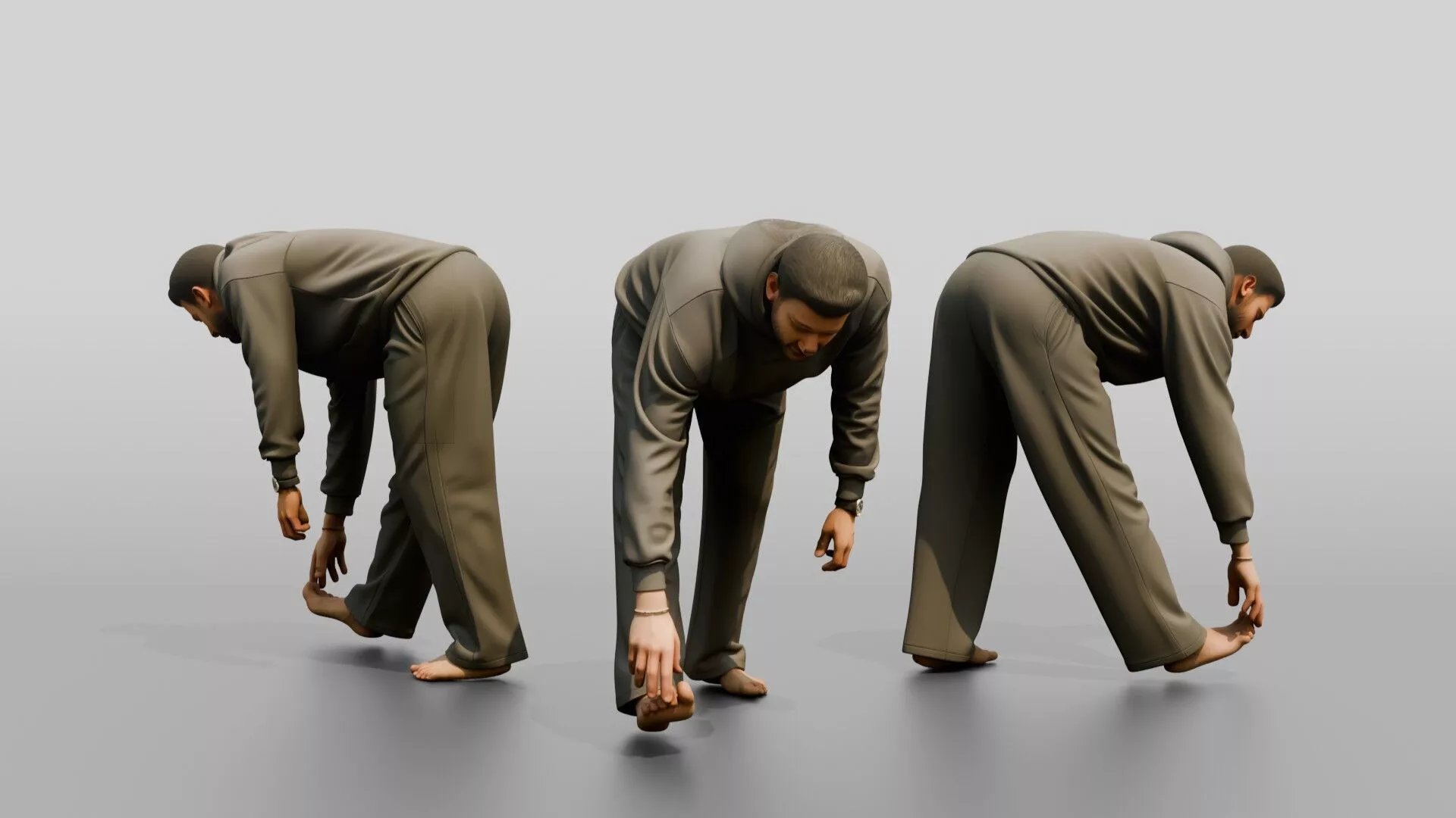 Man Stretching Hamstring Warm-up 3D model