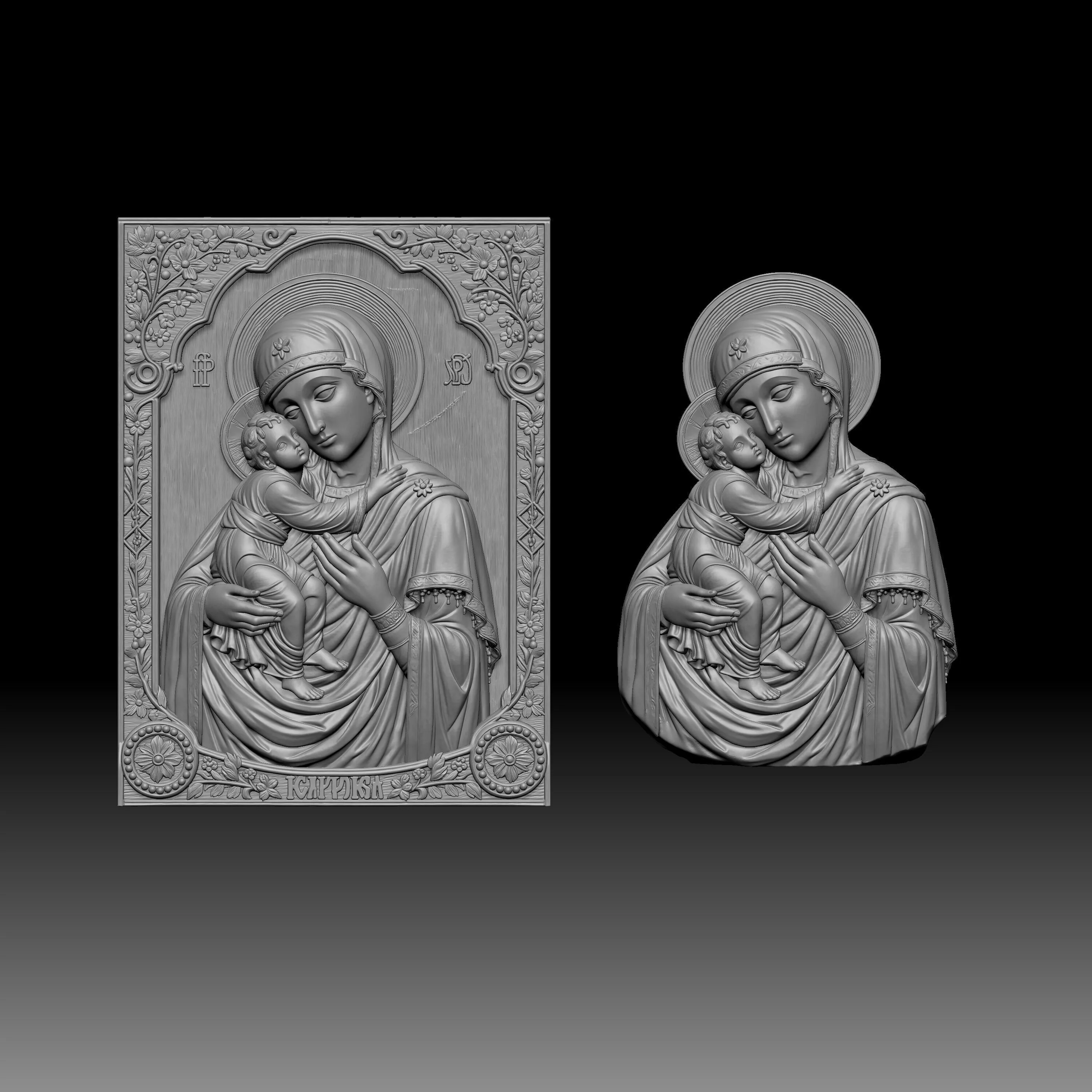 the Virgin Mary holding the Baby Jesus 3D print model