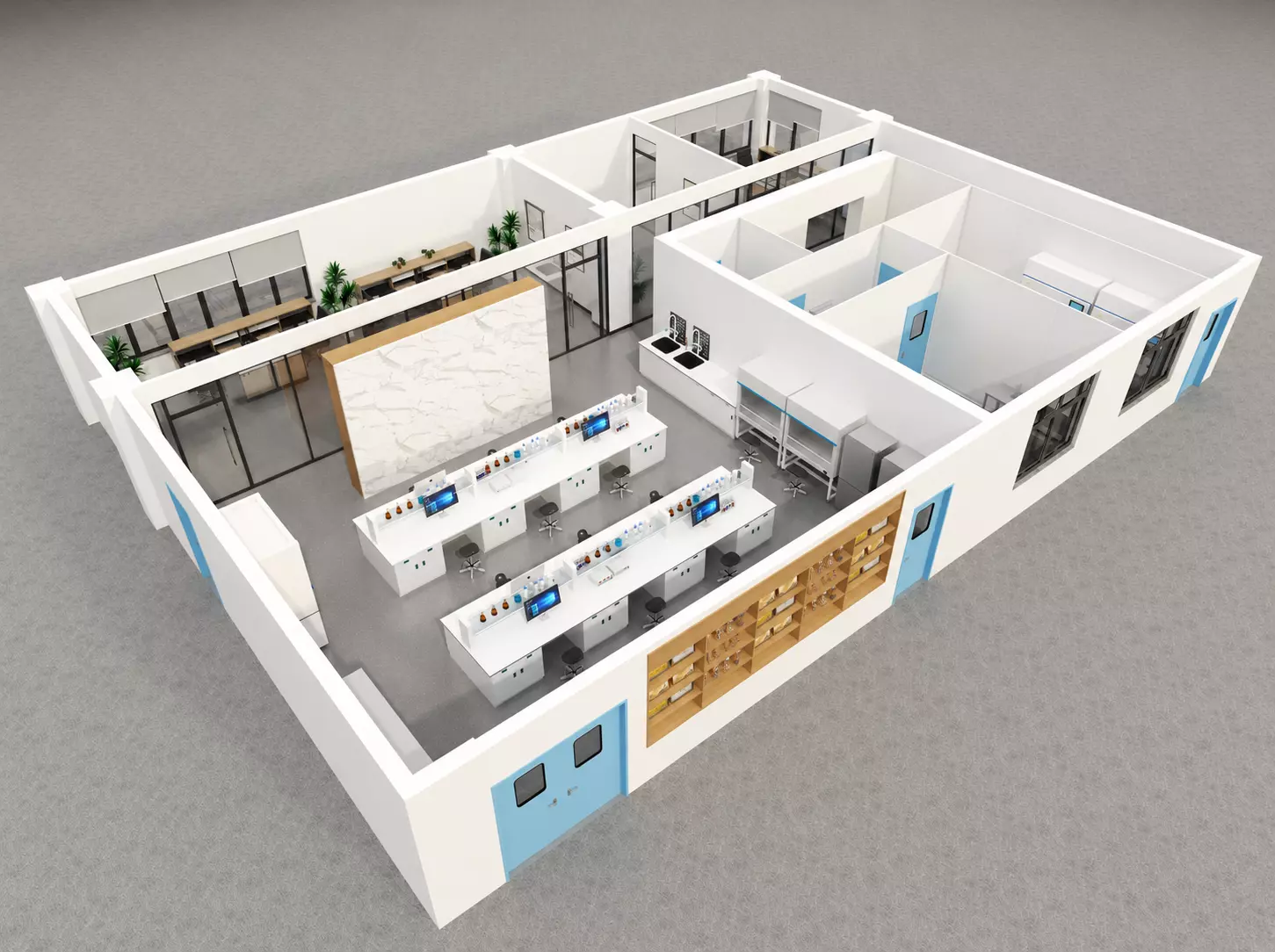 Laboratory Floor Plan Digital Twin Environment 3D model