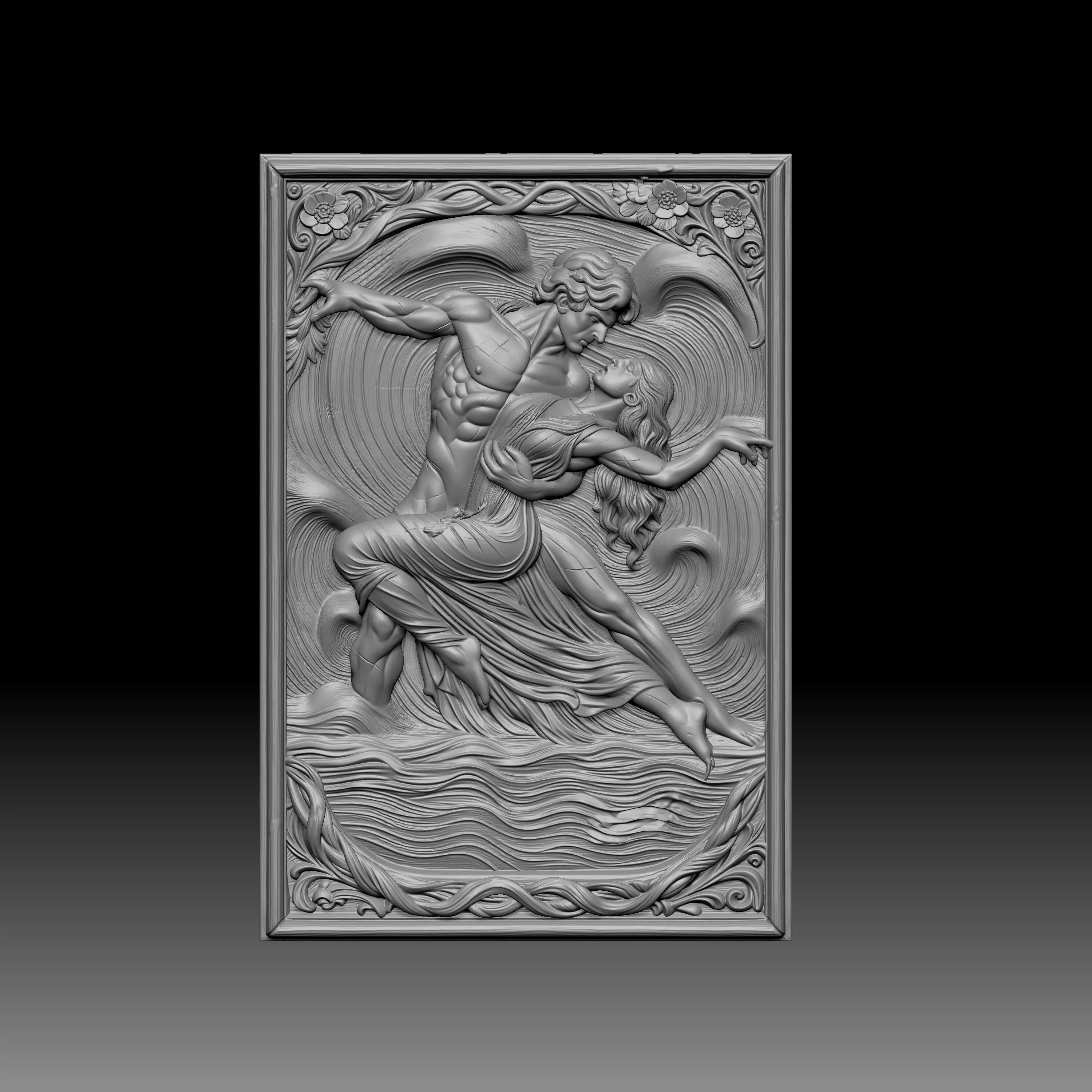 Romantic Couple Relief 3D print model