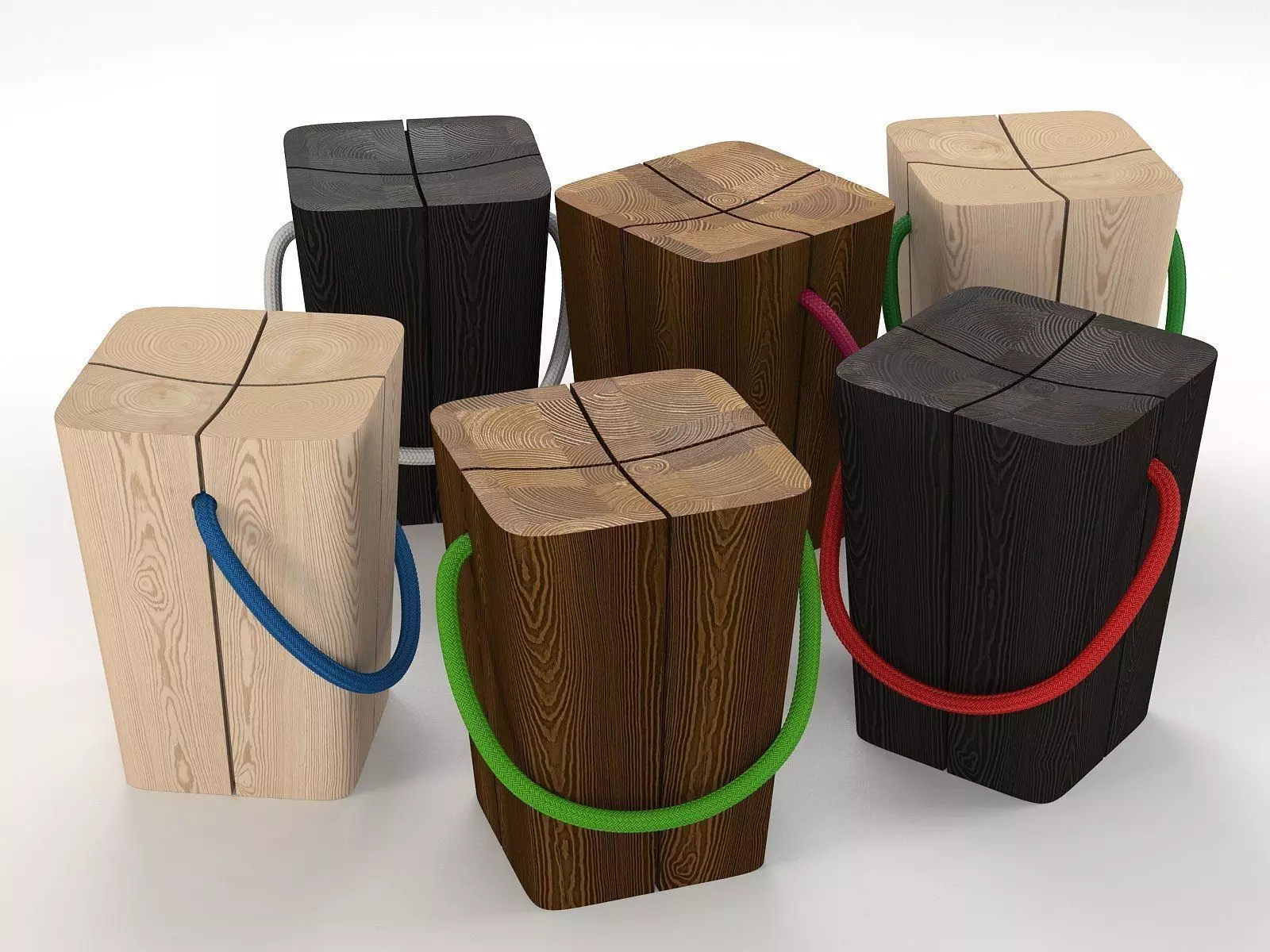 Hug three wooden cubes 3D model_2