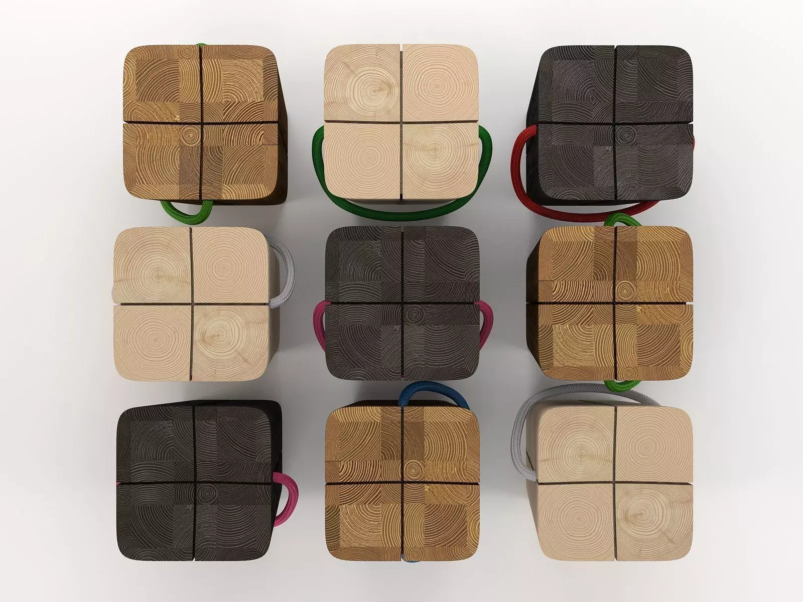 Hug three wooden cubes 3D model_5