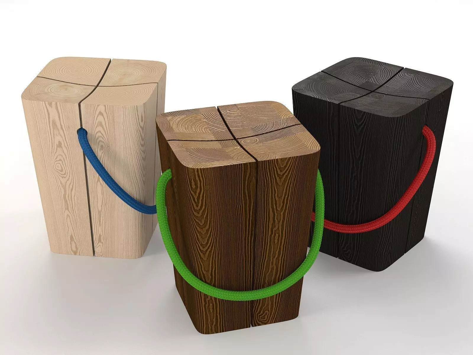 Hug three wooden cubes 3D model_1