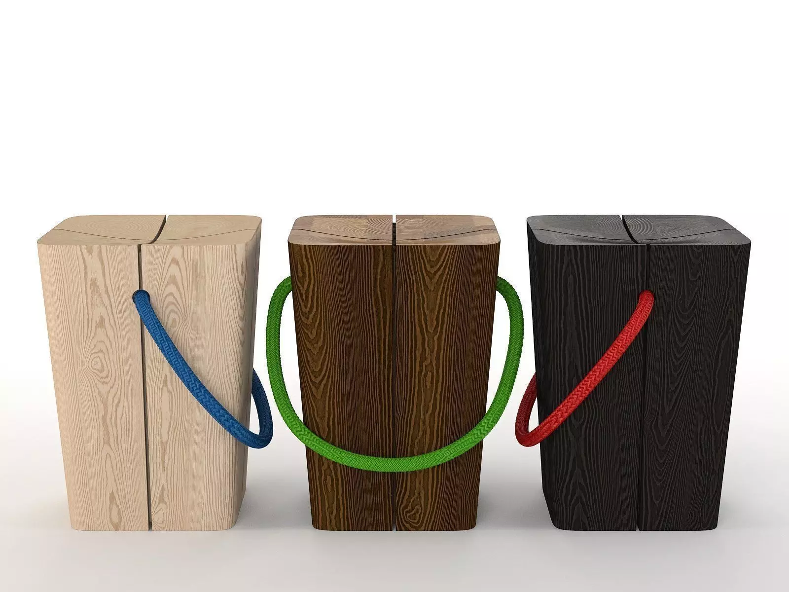 Hug three wooden cubes 3D model_3