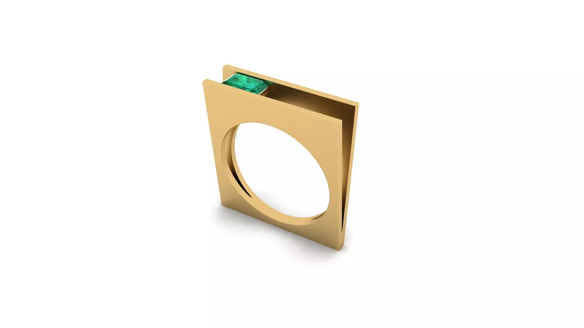 Modern Emerald Cut Gemstone Ring 3D Model Free 3D print model