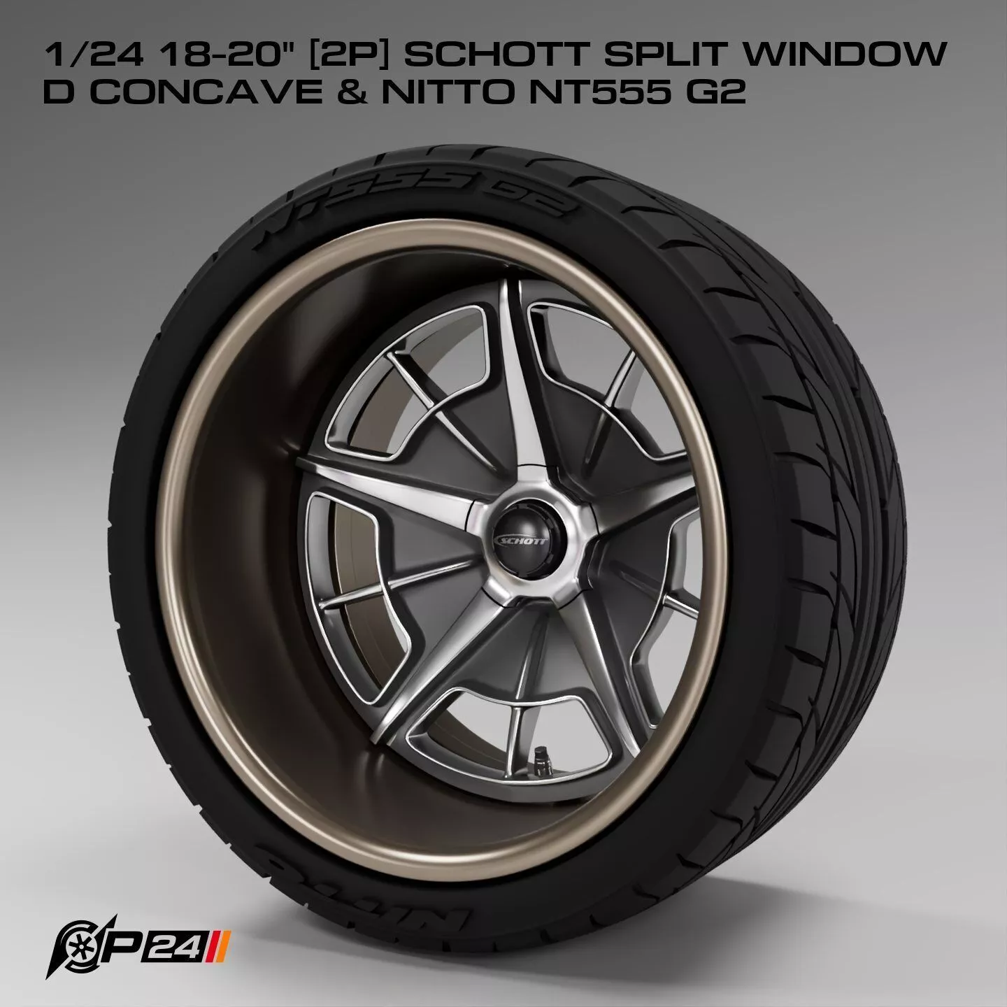 1-24th 18-20 inches 2P Schott Split Window D CONCAVE and Nitt... 3D print model