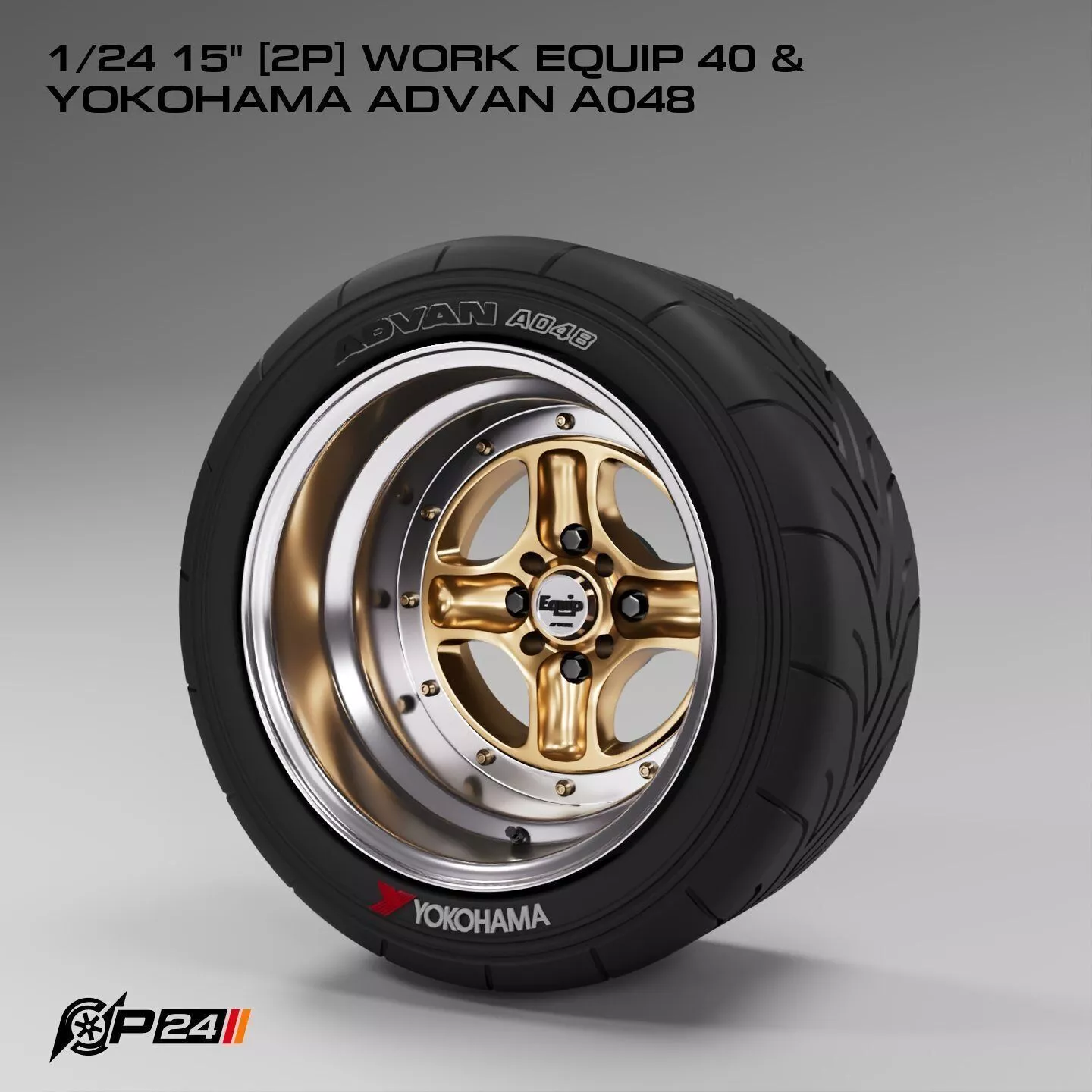 1-24th 15 inches 2P Work Equip 40 and Yokohama Advan A048 3D print model