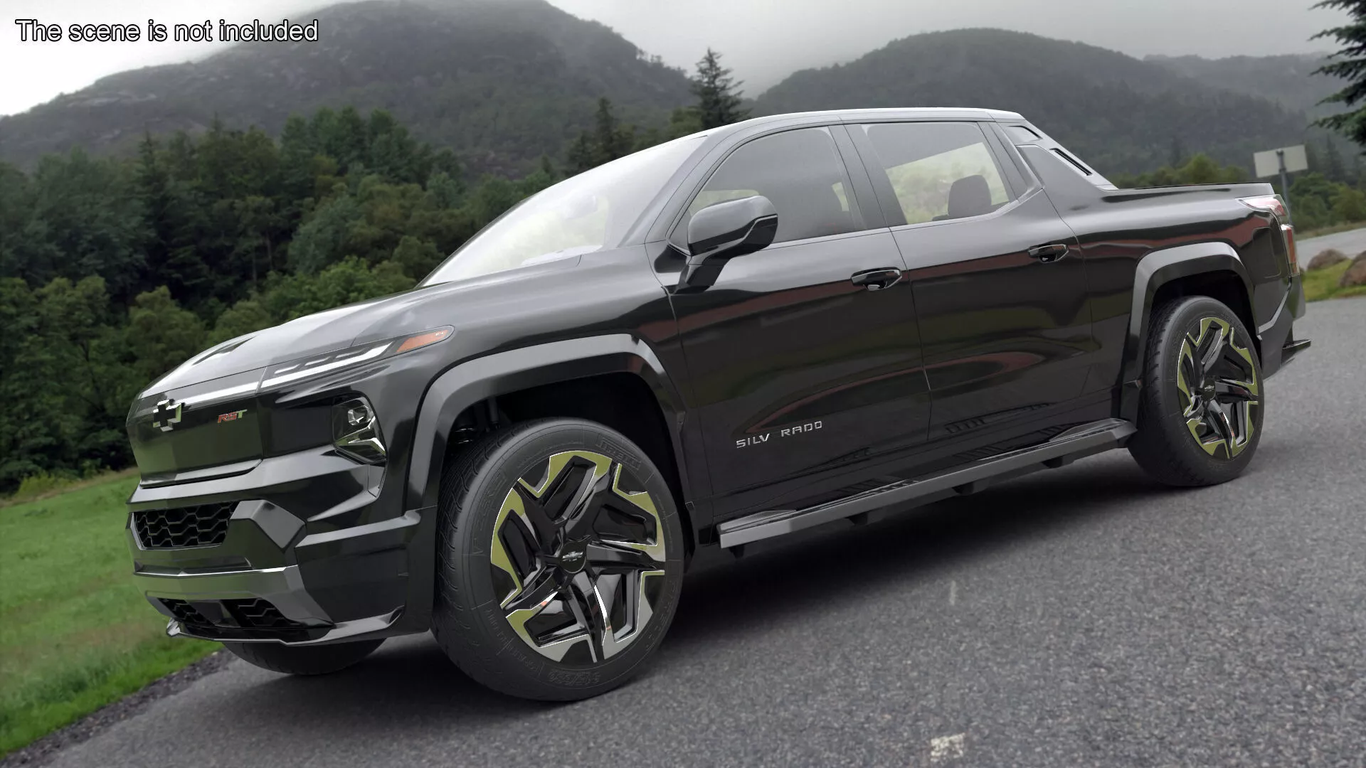 Black Chevrolet Silverado EV RST 2024 Rigged 3D model