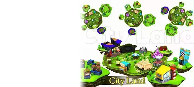 City Land Pack Low-poly 3D model