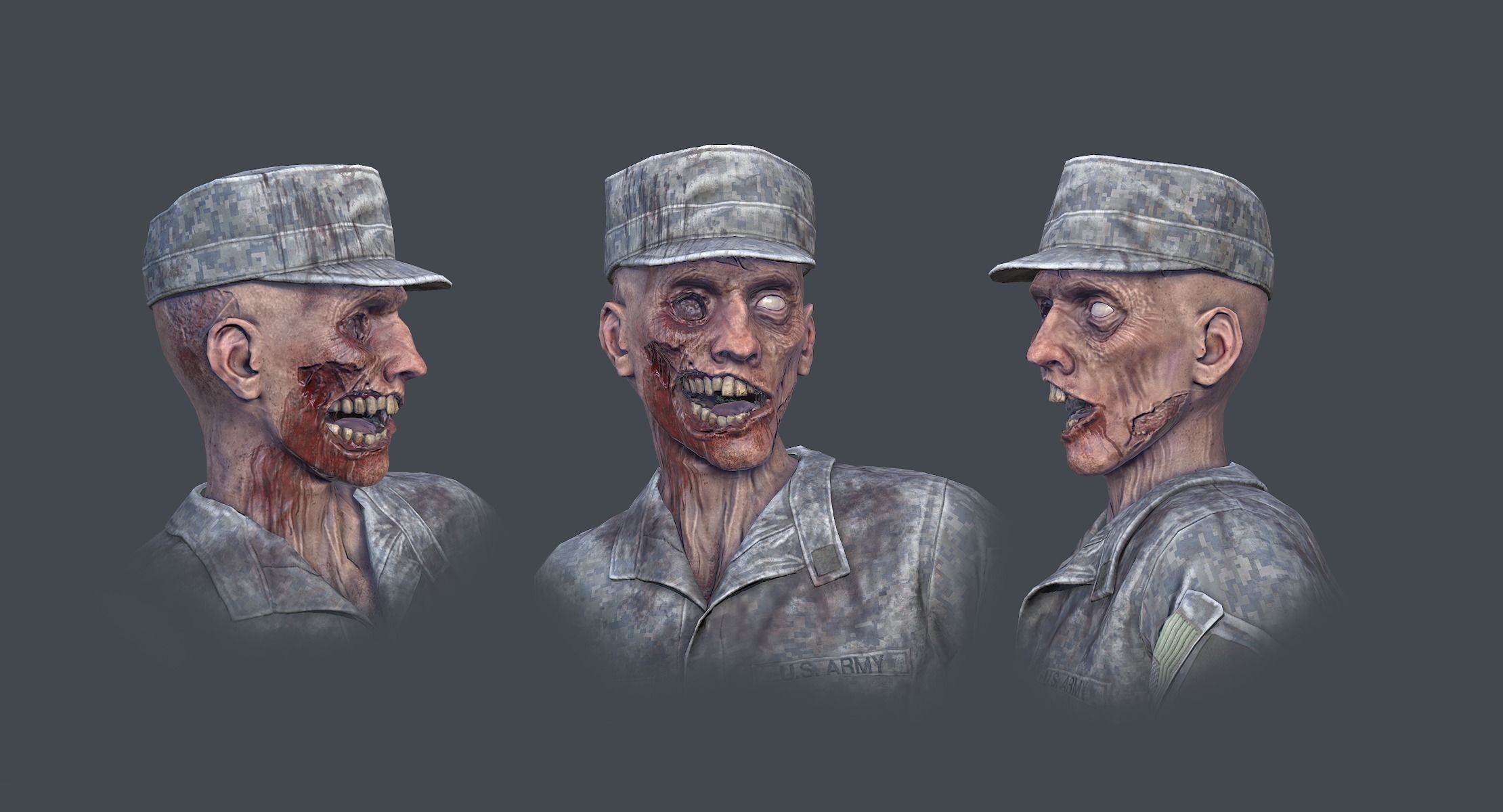 US Army Zombie Rigged Low-poly 3D model_4