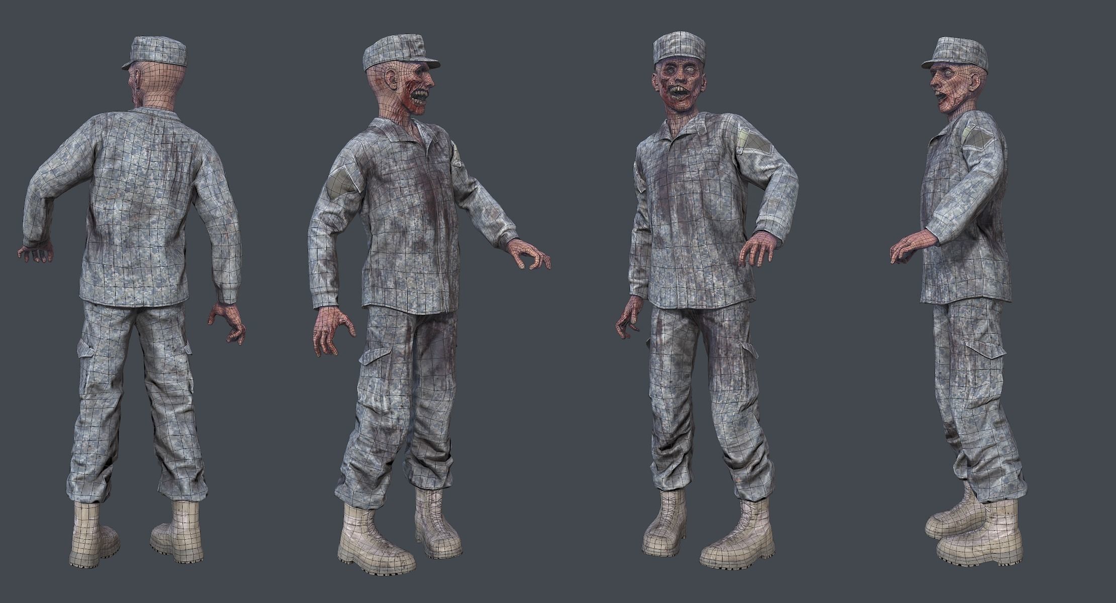 US Army Zombie Rigged Low-poly 3D model_3