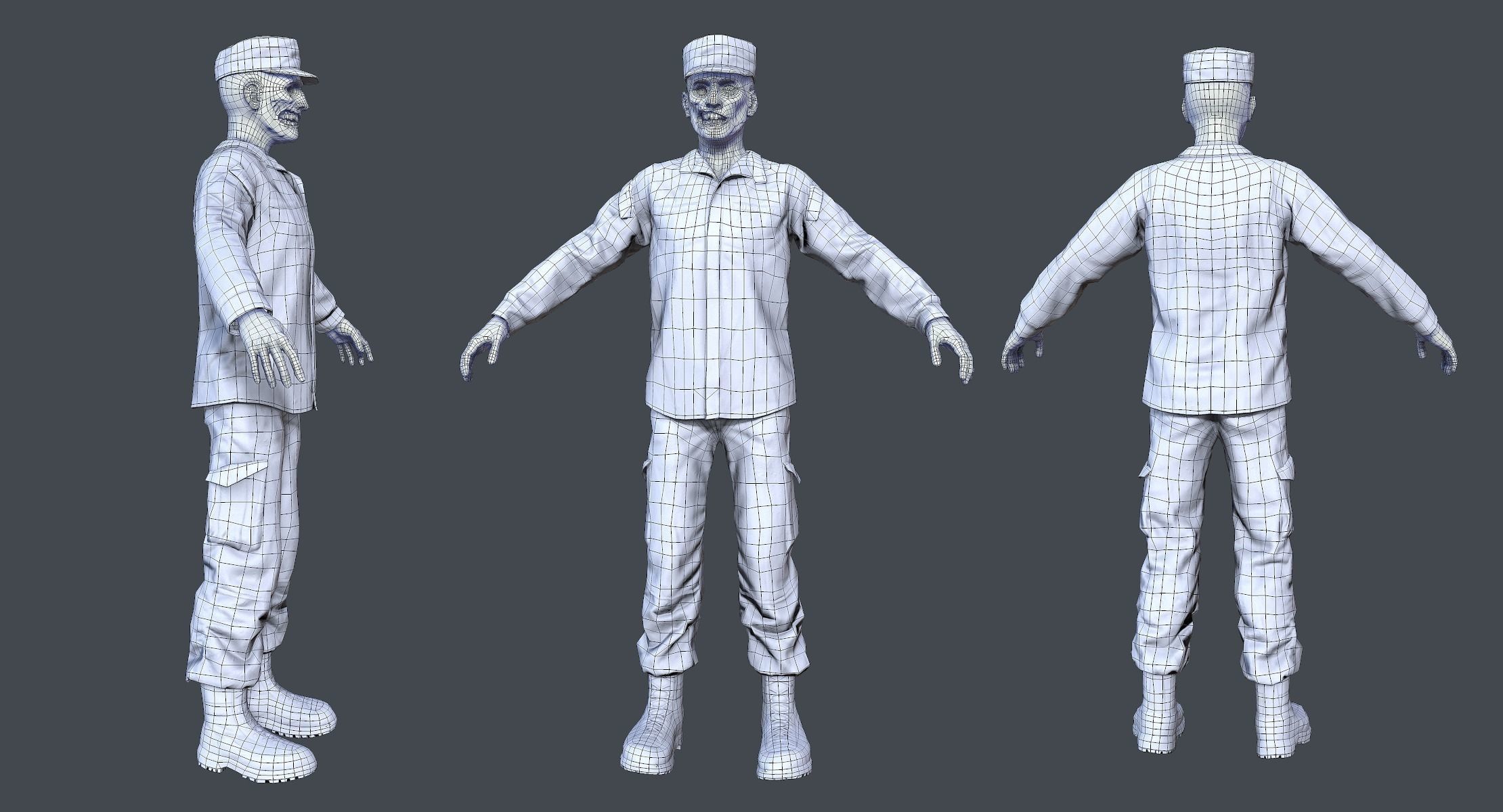 US Army Zombie Rigged Low-poly 3D model_6