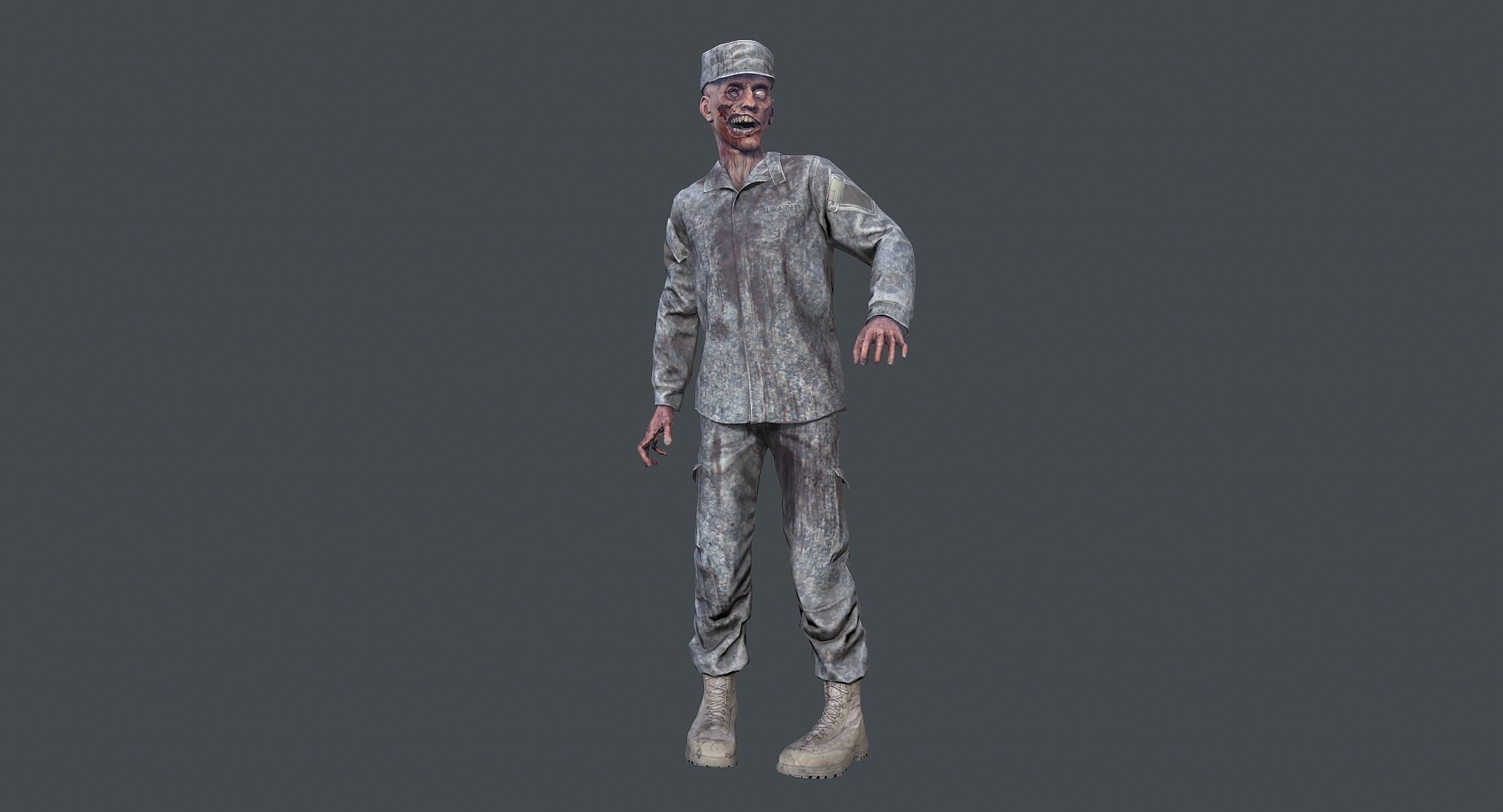 US Army Zombie Rigged Low-poly 3D model_1