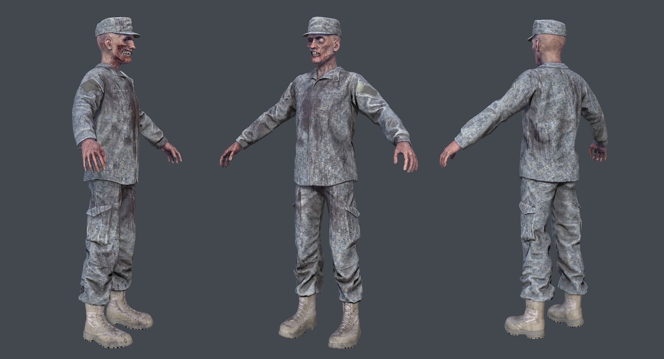 US Army Zombie Rigged Low-poly 3D model_2