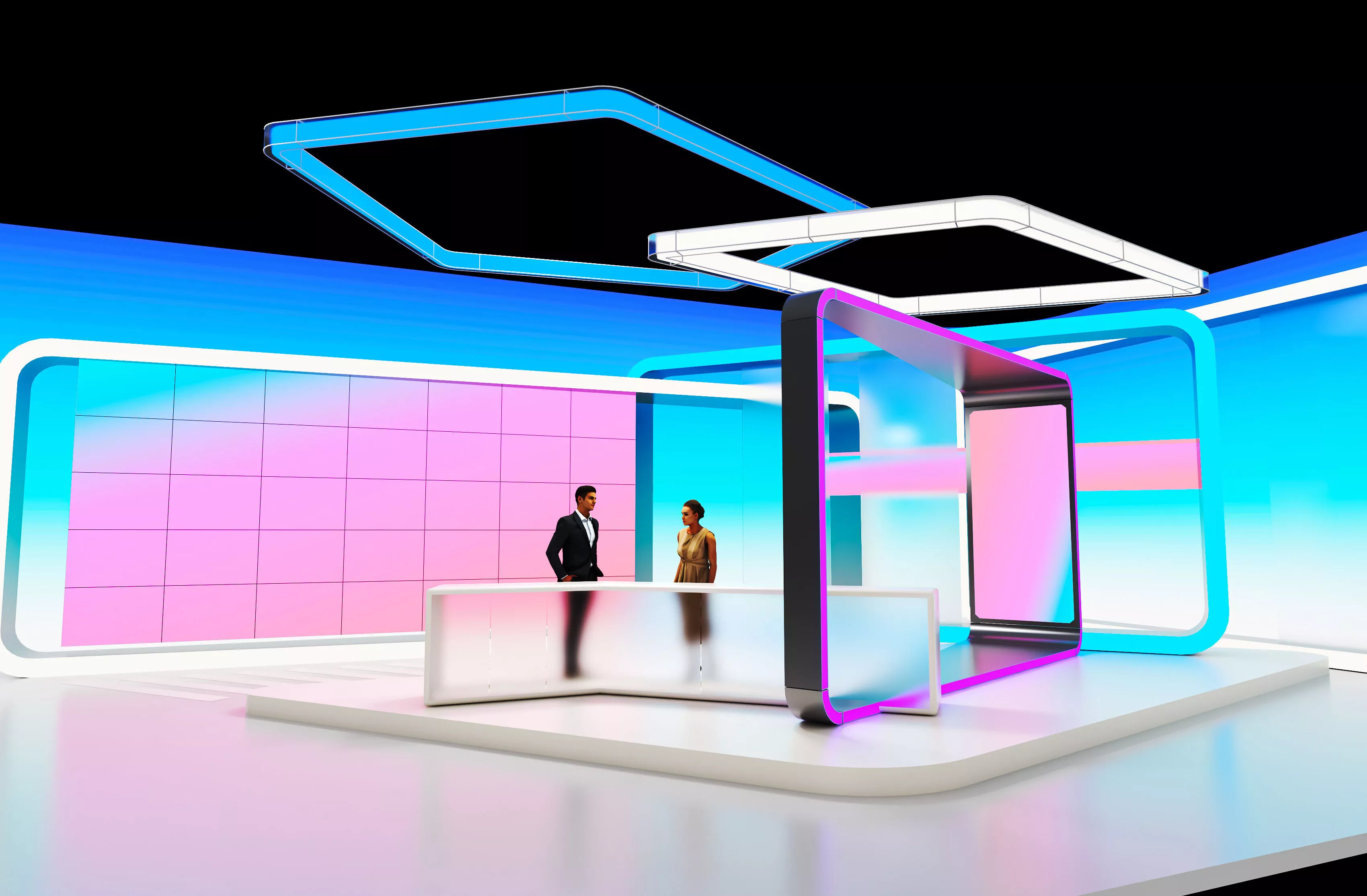 Virtual Broadcast Studio Low-poly 3D model
