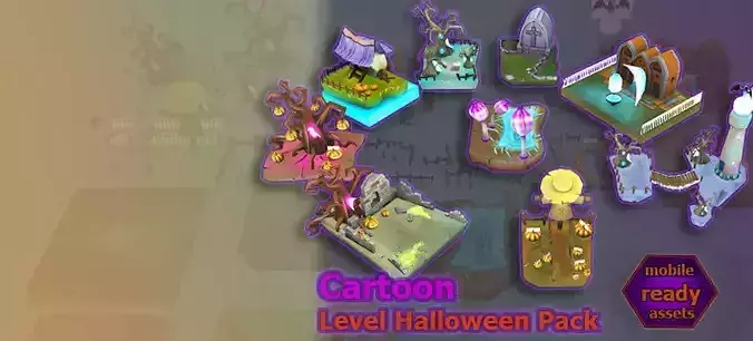 Cartoon Level Halloween Pack Low-poly 3D model