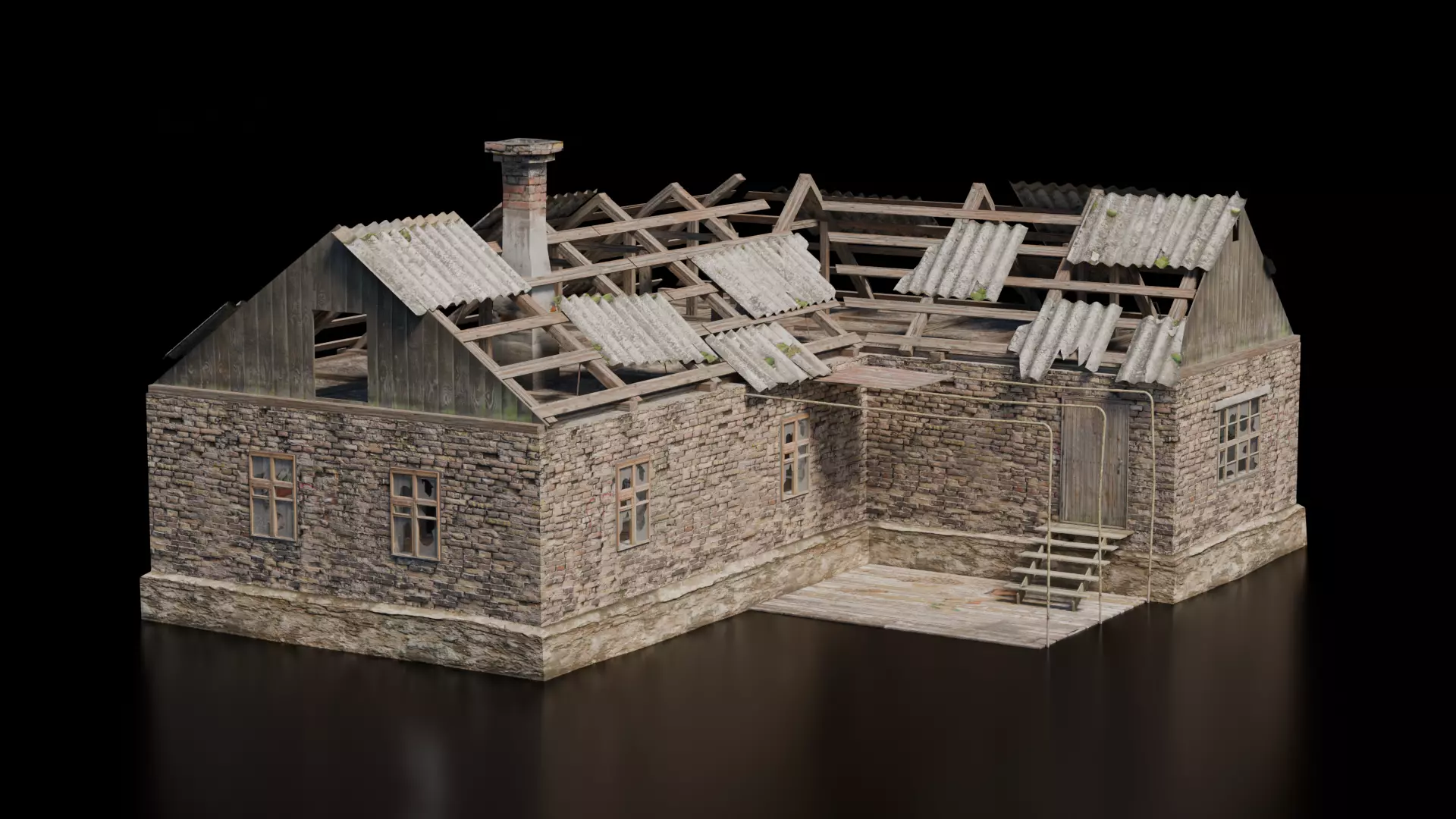 Abandoned House 37 Low-poly 3D model