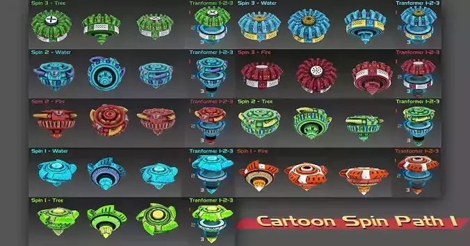 Cartoon Spin Low-poly 3D model