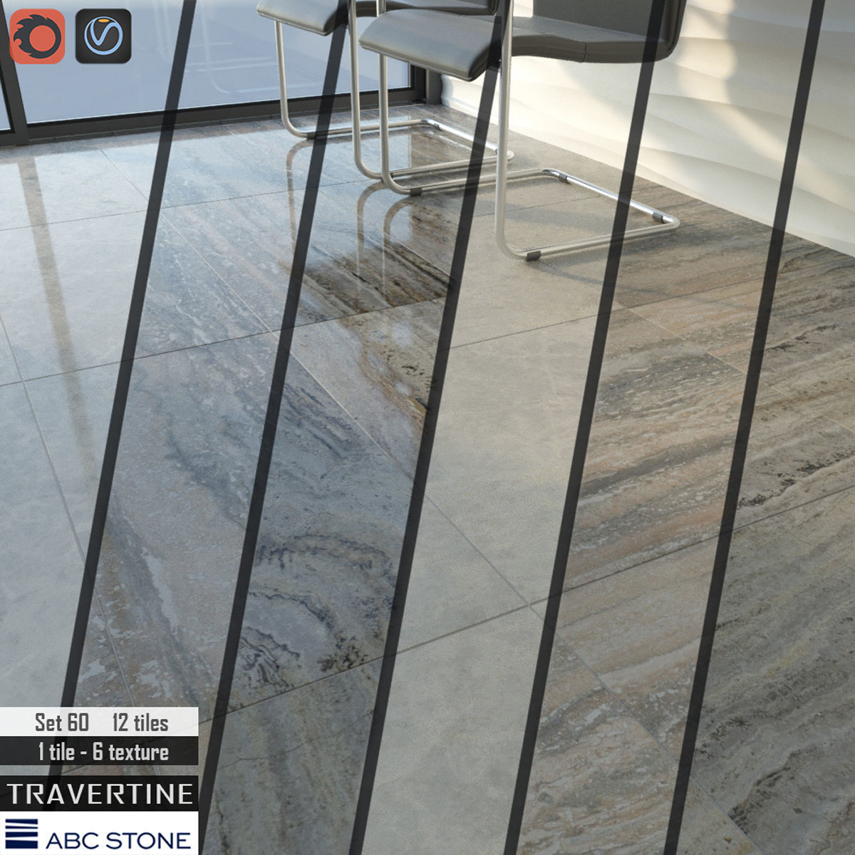 ABC Stone Set 3D model_1