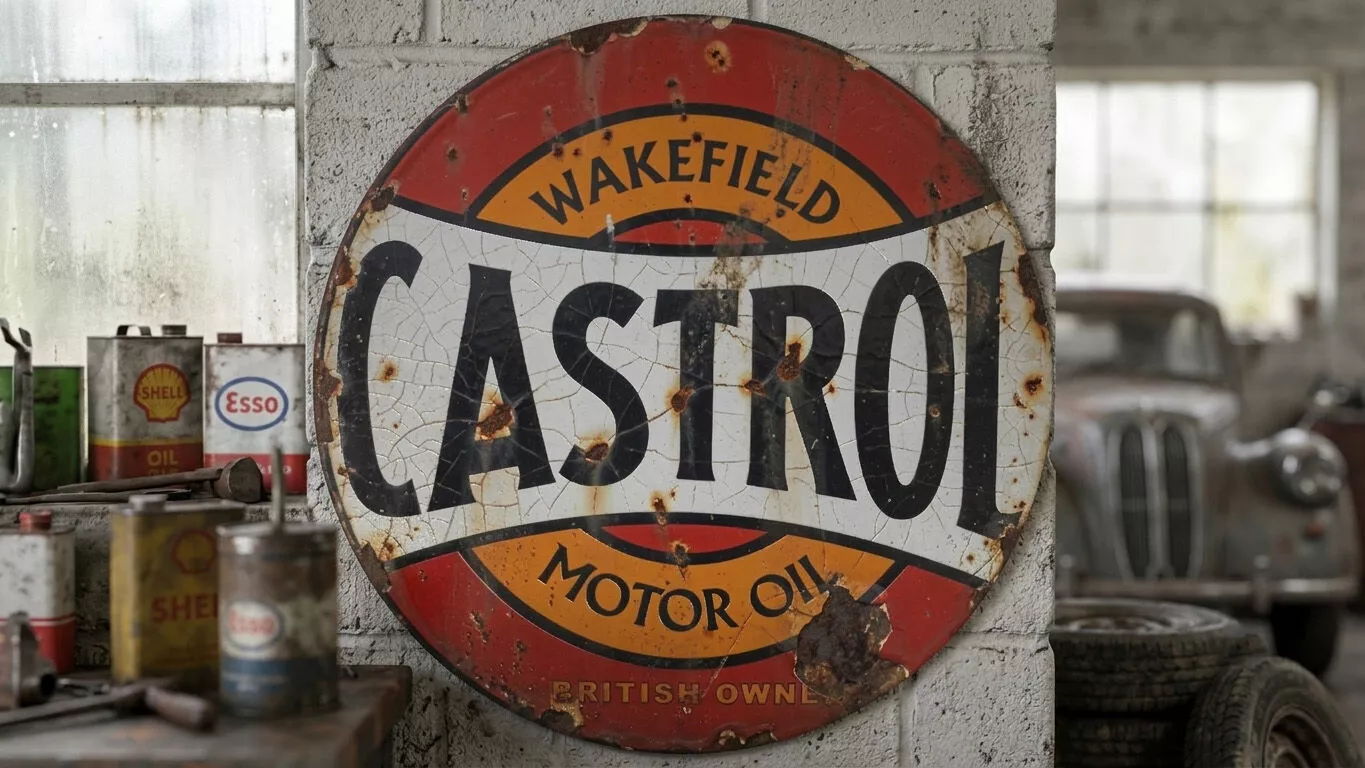 Vintage Castrol Oil Enamel Sign Low-poly 3D model