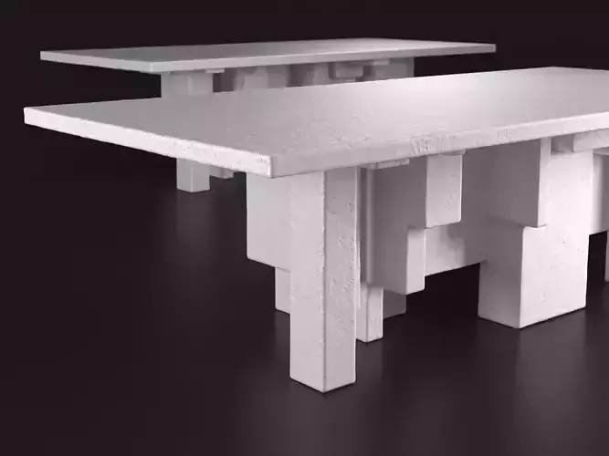 Primitive Table 3D model Primitive Table 3D model
