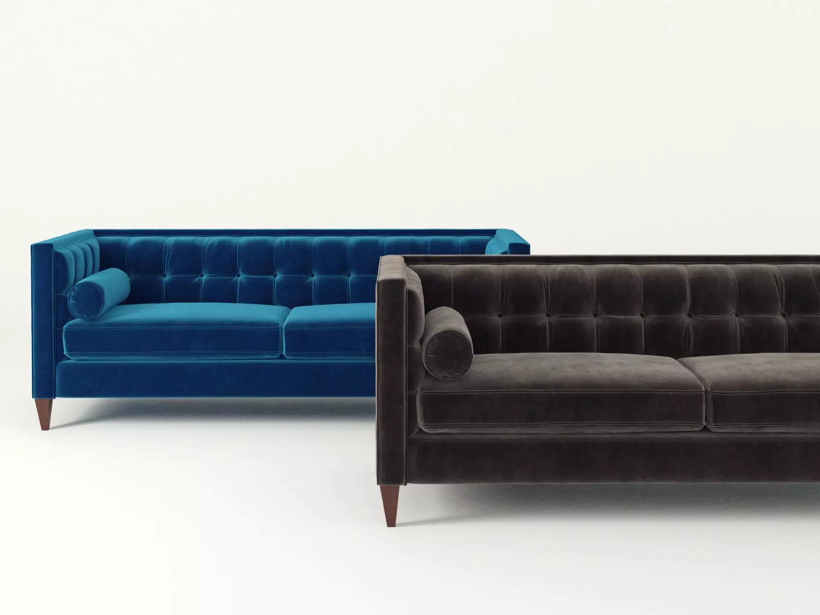 Jodi velvet sofa with wooden legs 3D model