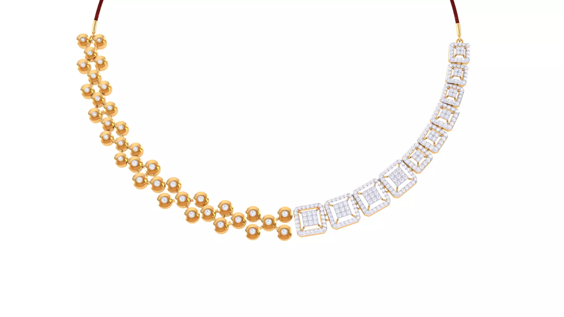 SILVER AND GOLD DIAMOND NECKLACE 3D print model