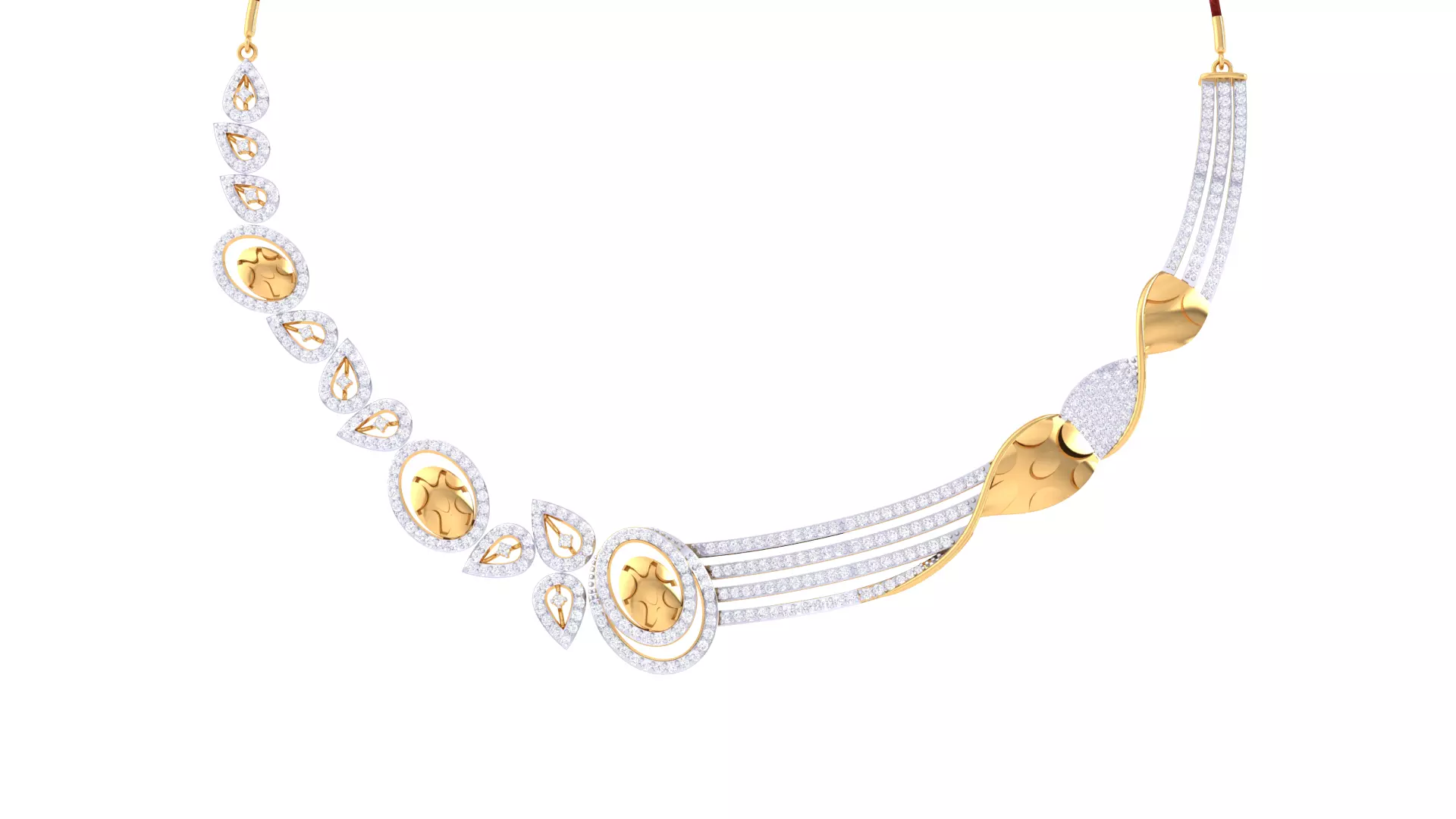 SILVER AND GOLD DIAMOND NECKLACE 3D print model