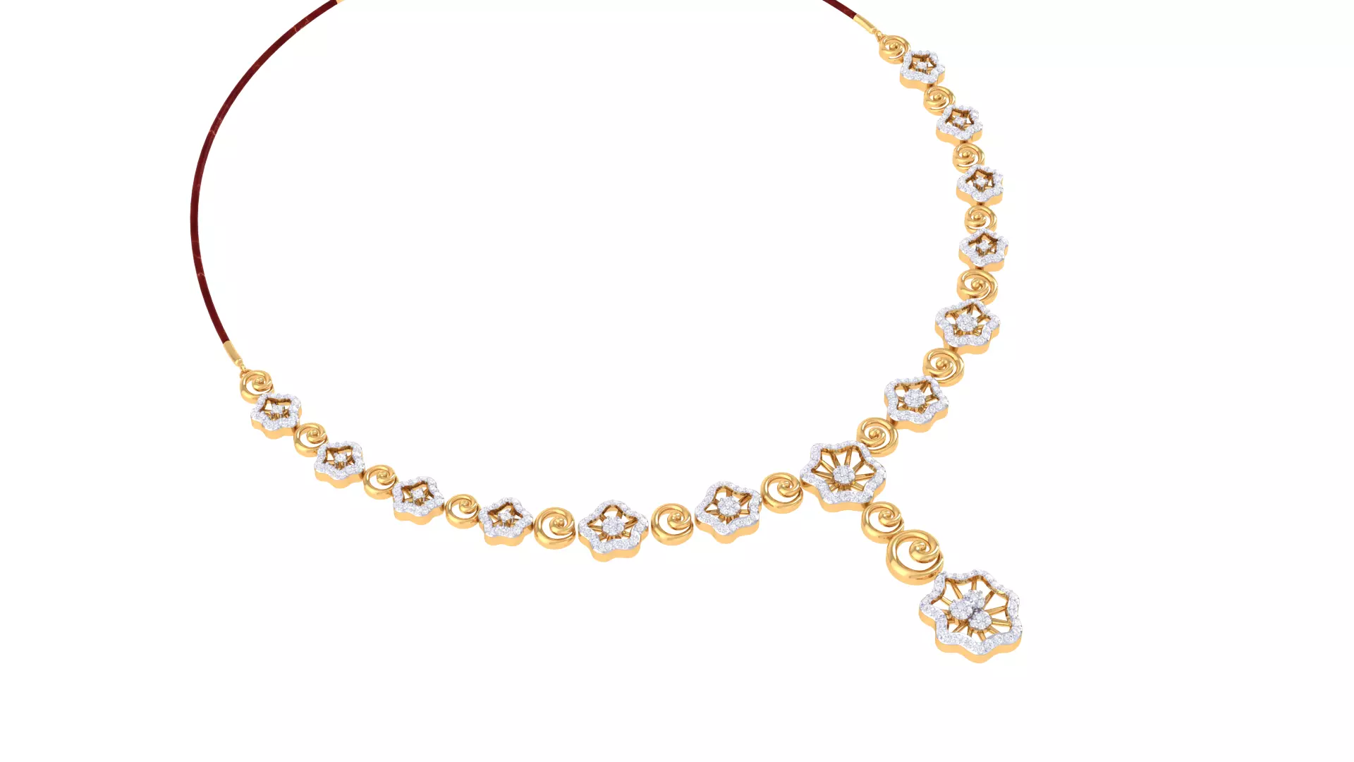SILVER AND GOLD DIAMOND NECKLACE 3D print model