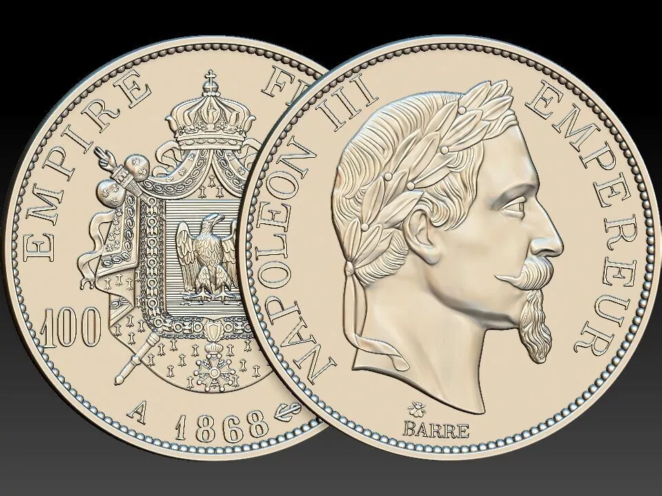 Napoleon III Historical Medallion 1868 3D Relief Model 3D print model