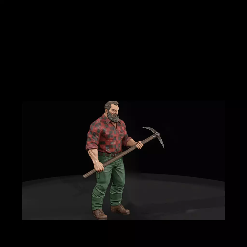 1890s Lumberjack with Peavey 3D print model