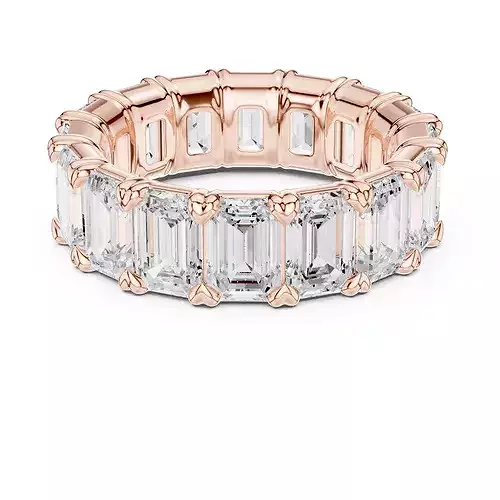 8 ct Emerald Diamond Eternity Band 3dm stl renders animation 