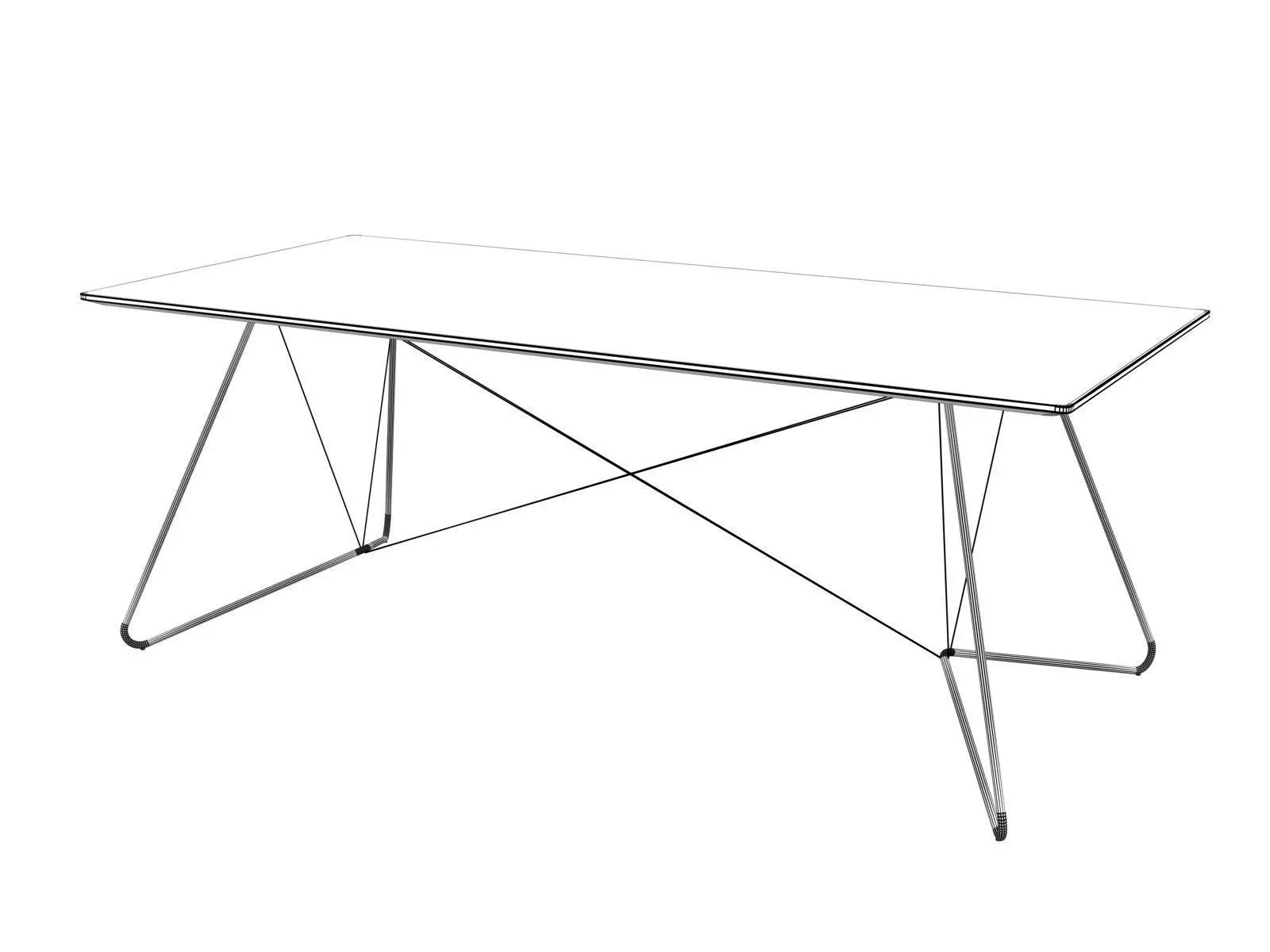 Oas dining table with metal base 3D model_5