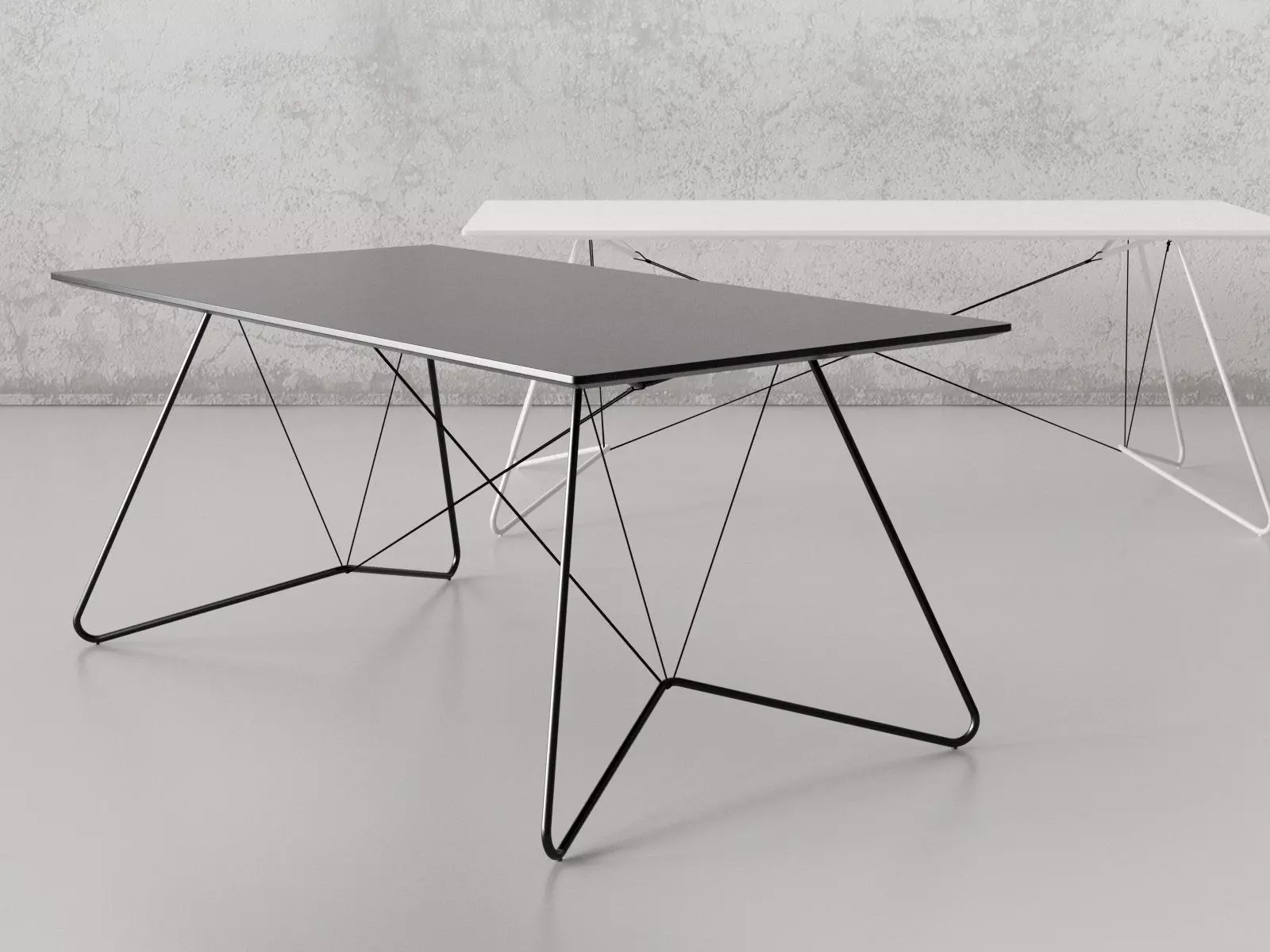 Oas dining table with metal base 3D model_3