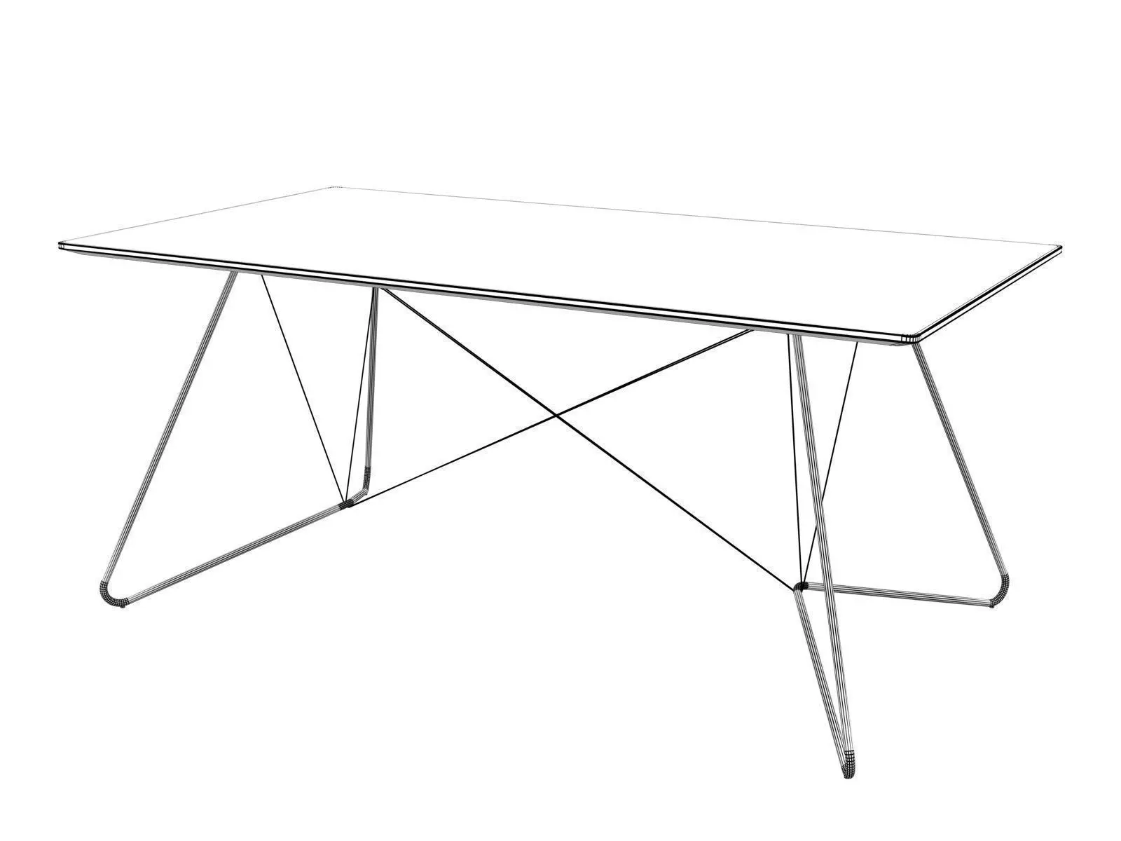 Oas dining table with metal base 3D model_4
