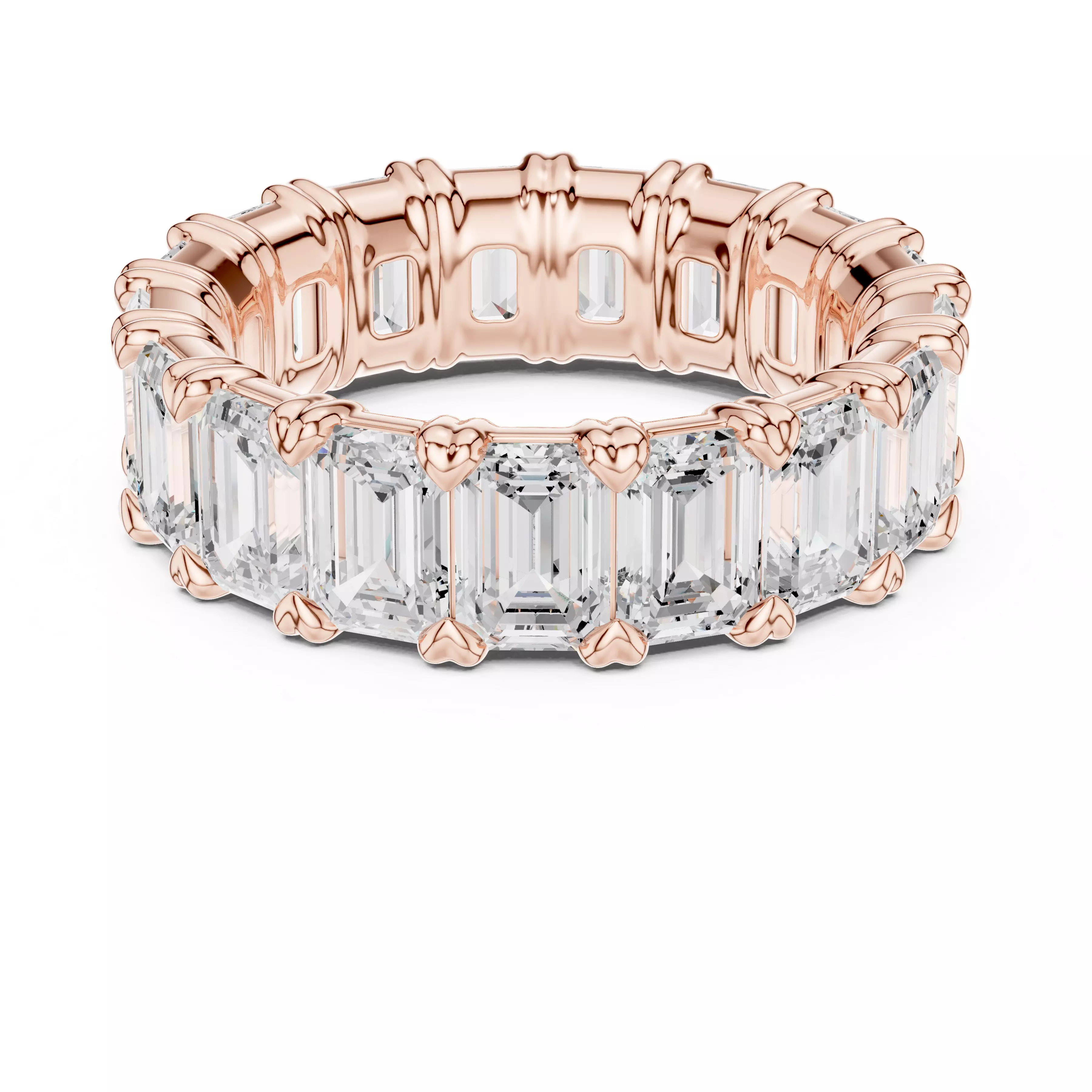 7 ct Emerald Diamond Eternity Band 3dm stl renders animation 3D print model